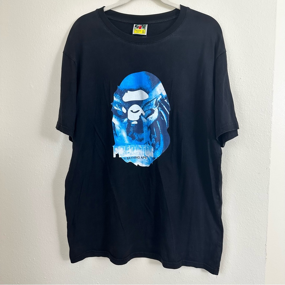 Bape Black Tee with Blue Ape Graphic